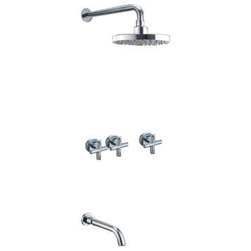 Ravenna Chrome Wall Mounted Shower Head and Faucet Spout Shower Set