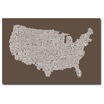 'US City Map II' Canvas Art by Michael Tompsett