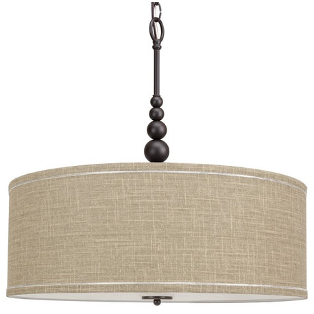 Kira Home Adelade 23" Drum Pendant Chandelier, Sand Fabric Shade, Glass