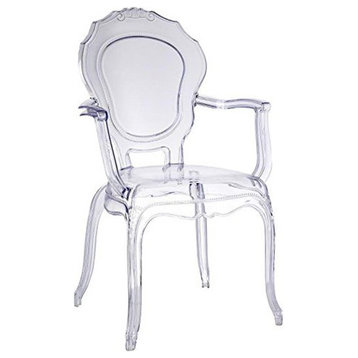 Prince Traditional Dining Chair With Arms, Clear