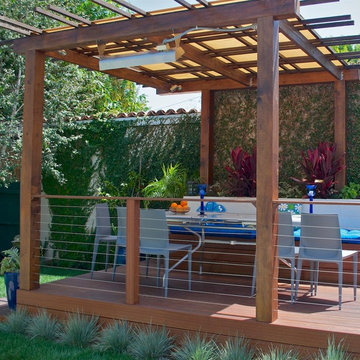 Mangaris Deck, Pergola, Seating Bench and Safety Cable Rail