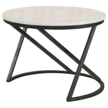 Coaster Miguel 23.5" Round Contemporary Metal Accent Table in Black/White