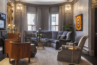 Trendy living room photo in Boston