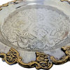 Antique 20" Traditional Moroccan Engraved Two Toned Finished Serving Tray