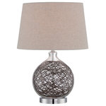 Lite Source Inc. - Table Lamp, Glass Body W.Rattan Deco/Linen Shd, E27 Cfl 23W - This transitional table lamp showcases a clear glass body that interacts with a inner Rattan decoration and chrome finished metal base. Complete with a linen fabric shade, this lamp can enhance your bedroom, living room or office.Item Dimensions :- 14.5x20socket :- E271Bulb watt :- 23Bulb class :- CFLAssembly requiredIncludes one compact fluorescent  bulb, 23 Watts