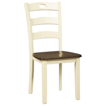 Bowery Hill Transitional Wood Dining Side Chair in Cream and Brown