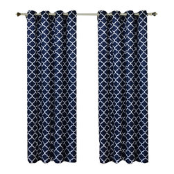 Royal Tradirion - Meridian Room Darkening Grommet Panels, 2PC, Navy, 104"x108" - Curtains