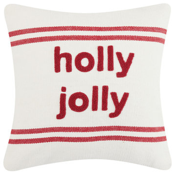 Stripe Boucle Holy Jolly Embroidered Pillow
