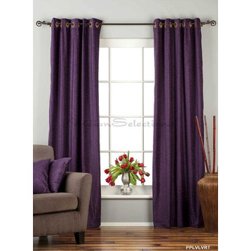 Purple Ring / Grommet Top  Velvet Curtain / Drape / Panel   -43W x 120L -Piece