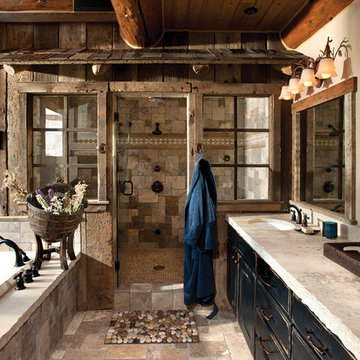 Handcrafted Log Home: The Jackson Hole Residence - Master Bathroom