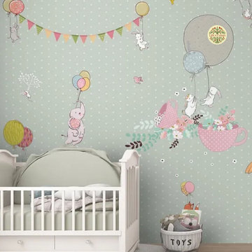 Beautiful Flying Animals Kids Room Wallpaper