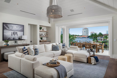 Beach style living room photo in Miami