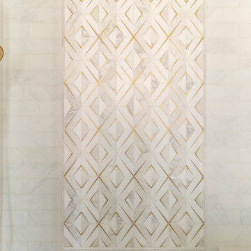 Marble Mosaic Tile with Brass Inaly