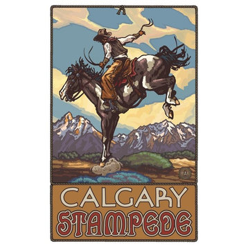 Paul A. Lanquist Calgary Stampede Bucking Horse Cowboy Art Print, 12"x18"