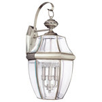 Generation Lighting Collection - Sea Gull Lighting 3-Light Outdoor Lantern, Brushed Nickel - Bulbs Included