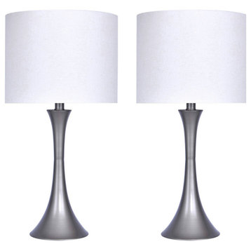 24.25" Frosted Silver Table Lamps, Set of 2