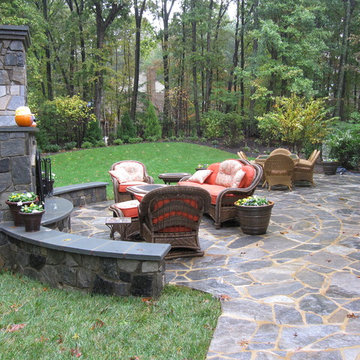 Stone Patio, Outdoor Fireplace & Front Brick Entry
