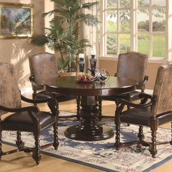 Coaster Harrelson 5-Piece Round Pedestal Dining Set in Walnut - Dining Sets