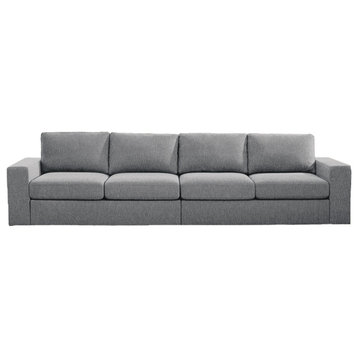 London 4 Seater Sofa, Light Gray Linen