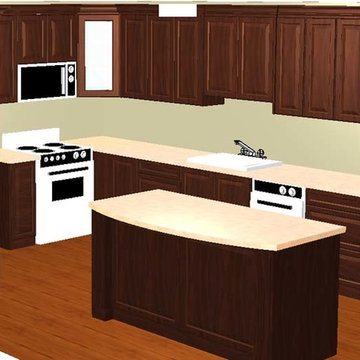 MDF Custom Kitchen Cabinets with Free Standing Island