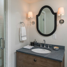 Bath: Stained Cabinet/Black Counter