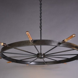 Horseless Carriage Wheel, 48", offset spokes - Chandeliers