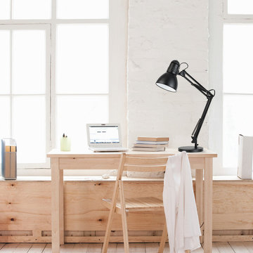 35" Heavy Base Architect Spring Balanced Swing Arm Desk Lamp, Black Finish