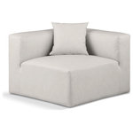 Meridian Furniture - Cube Upholstered Modular Component, Cream, Vegan Leather, Corner Chair - Elevate your space with the luxurious Cube Vegan Leather Corner Chair. This corner chair exudes modern elegance, charm, and comfort making it a perfect addition to any contemporary living space. Its clean lines and cube shape are reminiscent of minimalist design, while the plush cream vegan leather upholstery adds a touch of luxury and sophistication. The chair's versatile construction and geometric aesthetic seamlessly integrate into various design styles, from sleek living rooms to chic home offices, embodying the essence of modern design and creating a sense of order and tranquility in your space.