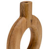 Wood, 14"H Donut Shaped Vase, Brown