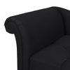 Harrison Tufted Roll Arm Chaise Lounge, Jet Black Polyester