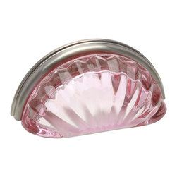 Cosmas - with Pink Glass Cabinet Cup Pull - Cabinet And Drawer Handle Pulls