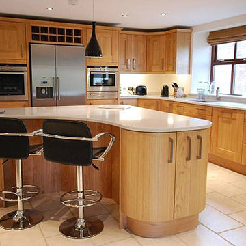 Timber kitchen with white quartz worktop