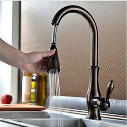 Brown Bronze Brass Antique Kitchen Pull Down Sink Faucet TA428B - Kitchen Faucets
