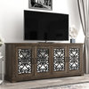 Calidia 68.2" Stone Wide TV Stand Fits TV's up to 75", Knotty Oak With Gray Stone