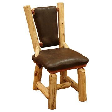 Red Cedar Log Upholstered Dining Chair, Quarter Espresso