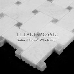 Statuary Crystal White Marble Italian Statuario Basketweave Mosaic Tile with Bar - Products