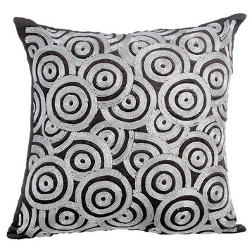 Gray Decorative Pillow Covers 18"x18" Velvet, Go Silver Rings