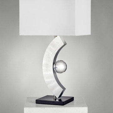 Cyclops Table Lamp | White Linen Shade