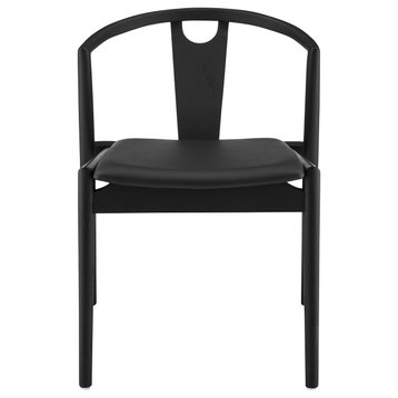 Blanche Side Chair With Black Leatherette Seat and Black Frame Set of 1