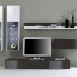 Modern Wall Unit TV Media Entertainment Center Jetset-303 Gray - $2,411.00 - Entertainment Centers And Tv Stands