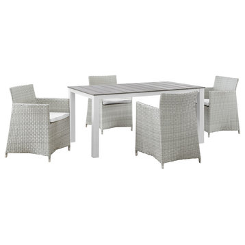 Junction 5 Piece Outdoor Patio Dining Set, Gray White