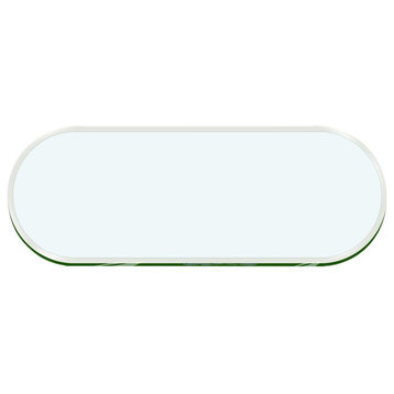 48X96 Oval Racetrack 1/2 Thick 1 Beveled Tempered Glass