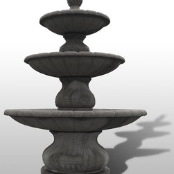 Playa Vista 3-Tier Fountain in Charcoal Grey Granite - Outdoor Fountains And Ponds