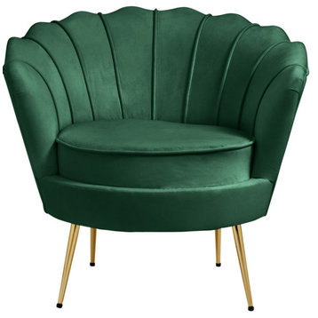 Gardenia  Velvet Upholstered Chair, Green