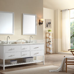 73 inch Transitional Double Sink Bathroom Vanity Set in White Finish - Bathroom Vanities And Sink Consoles