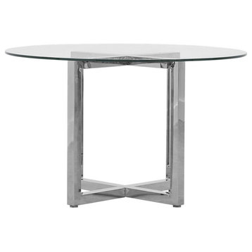 Modus Amalfi 48" Round Table w Glass Top in Taupe