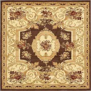 Traditional Royale 4' Square Bark Area Rug