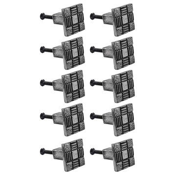 Iron Cabinet Drawer Pulls Square Aztec Pewter Finish Pack Of 10