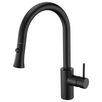 Luxier KTS11-T Single-Handle Pull-Down Sprayer Kitchen Faucet, Matte Black