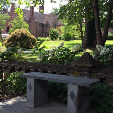 Public Art: Bluestone Bench- The Aldie Mansion is the backdrop for the bench it